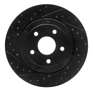 Jeep Grand Cherokee Brake Rotor (1) - Rear Left - R1 Concepts - Drilled & Slotted - Black - `06-`10